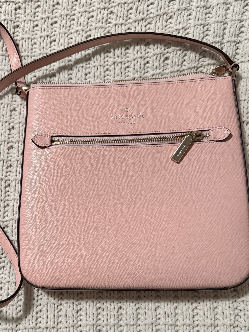 kate spade Pink Saffiano Leather Crossbody with Gold Hardware
